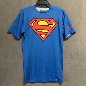 Under Armour Superman Compression HeatGear Shirt Mens Size M Blue Alter Ego